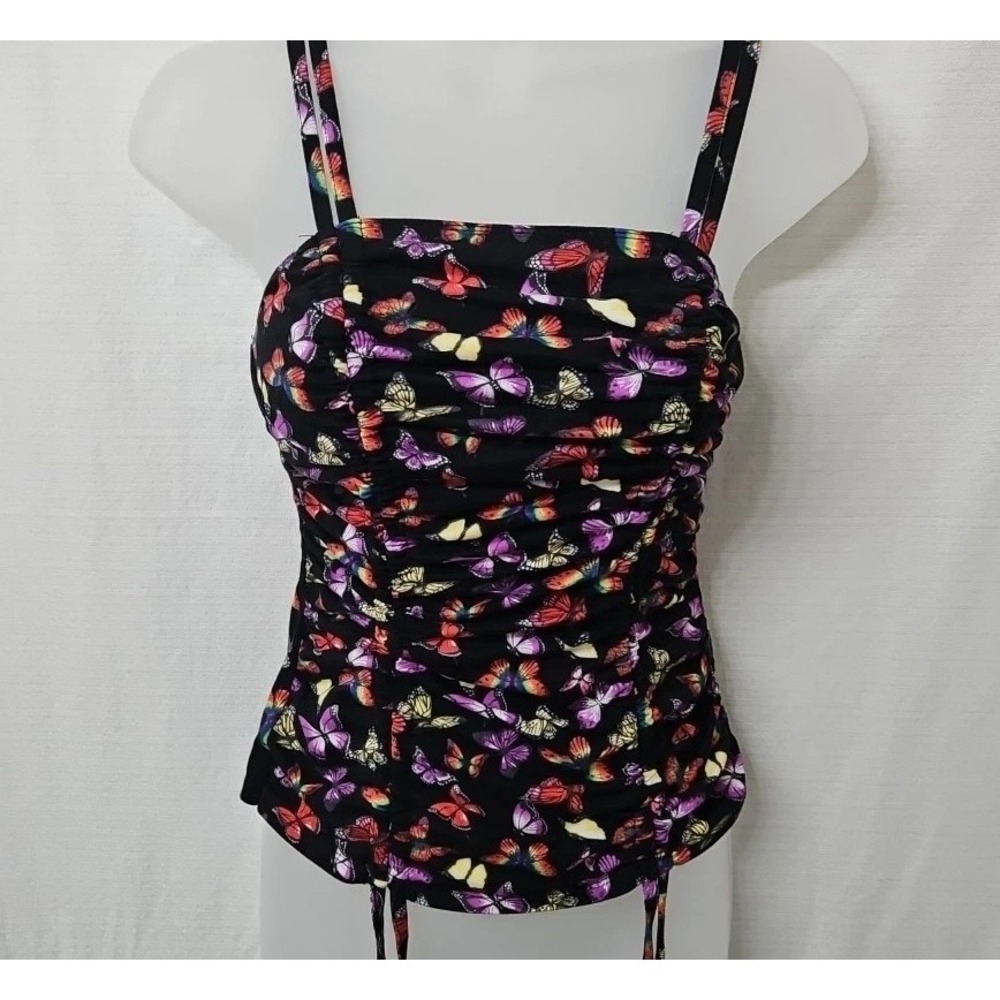 Juniors Sz Small Rouched Butterfly Tank Top Y2K Cami Fairy Whimsigoth Adjustable